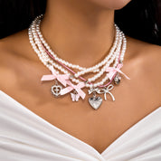 Collar multicapa de perlas con charms - Dressygt