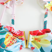 bikini de 3 piezas colorido con falda grande multicolores - Dressygt