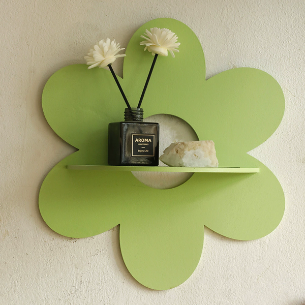 Estante de pared ondulado con diseño de flor