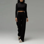 Set de pants wide leg y blusa cuello alto