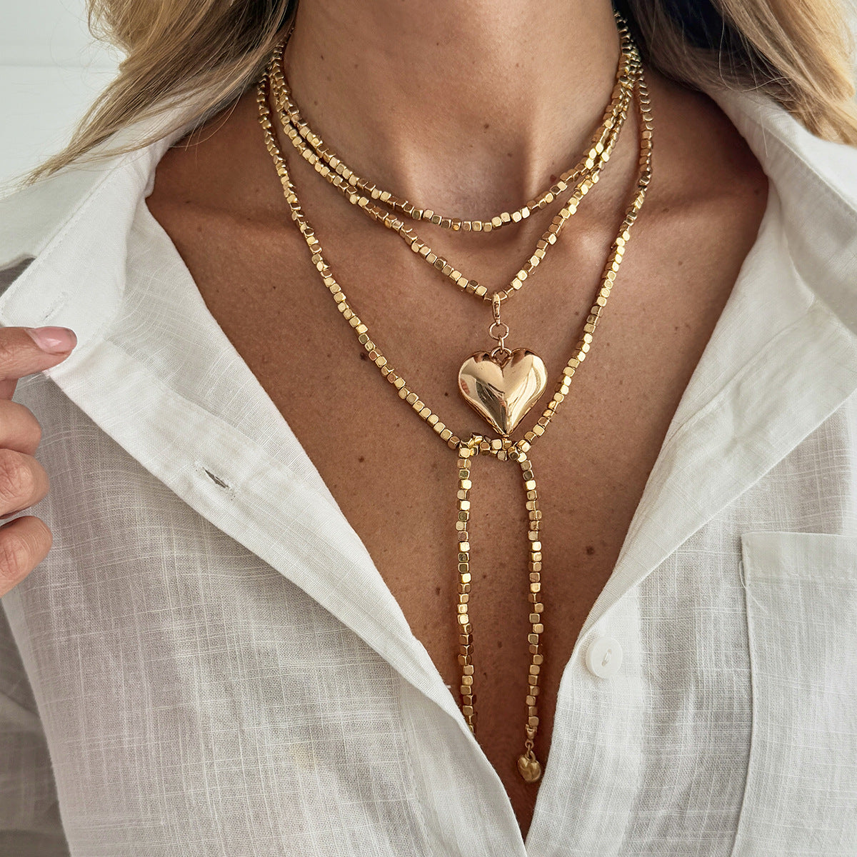 Collar largo ajustable con dije de corazón - Dressygt
