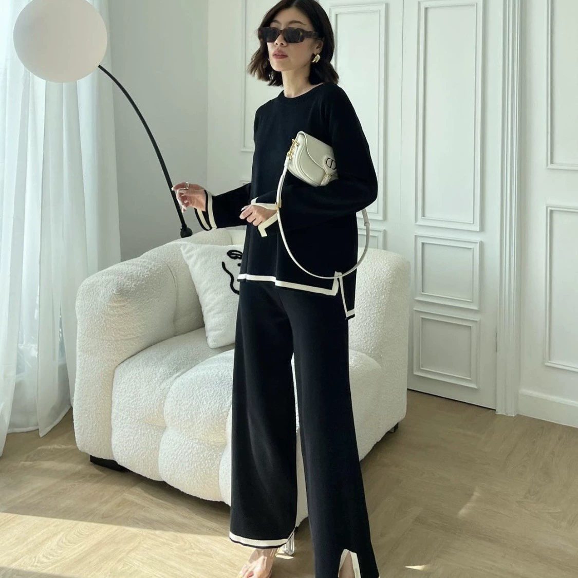 Conjunto knit minimalista de dos piezas