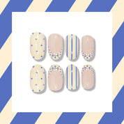 Set de uñas press on con diseño azul y nude - Dressygt