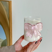 Vaso coquette con moño rosa