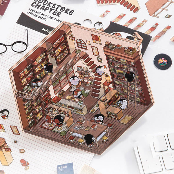 Stickers kawaii de paisaje 3D