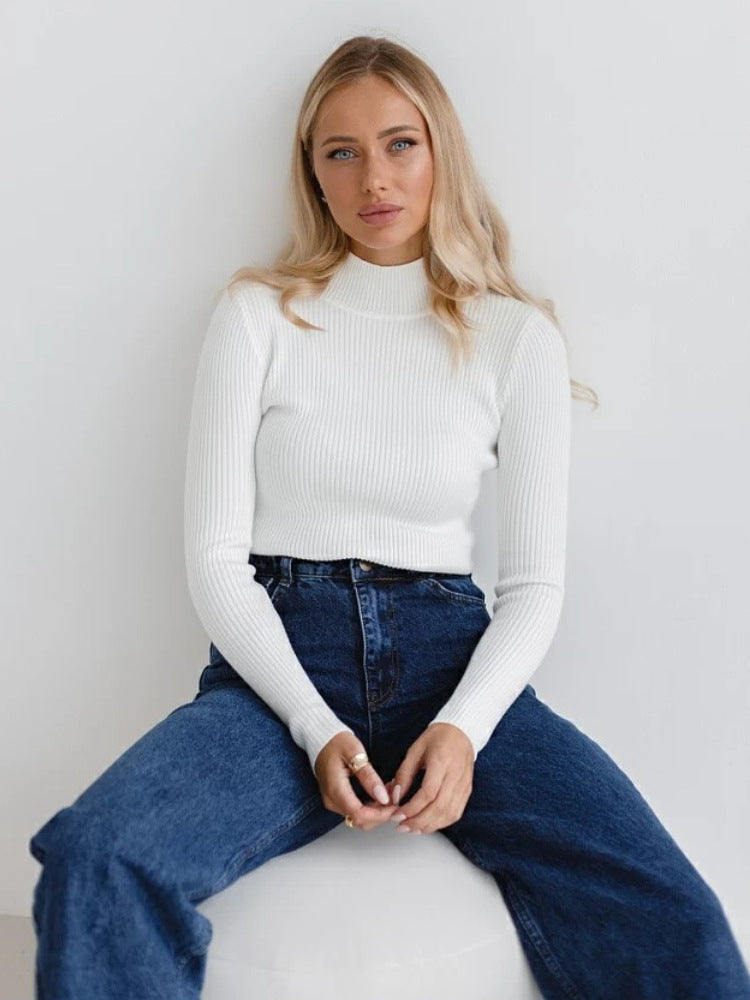 Blusa de cuello alto y manga larga