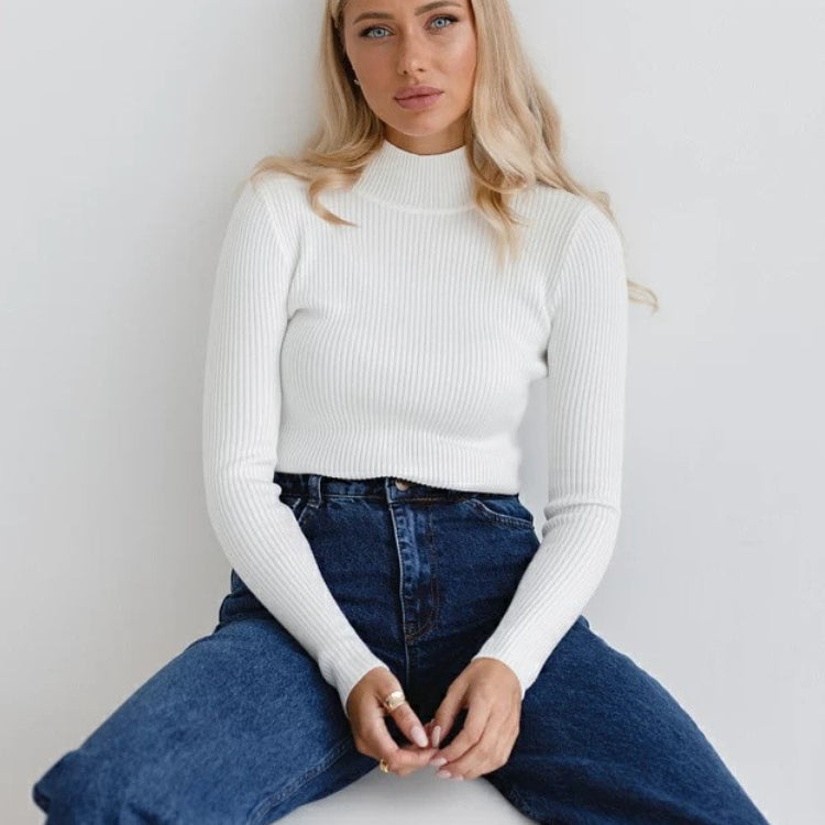 Blusa de cuello alto y manga larga