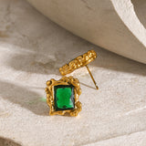 Aretes cuadrados esmeralda