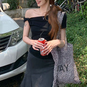 Blusa fruncida con hombro caído - Dressygt