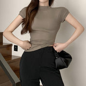 Blusa manga corta cuello alto - Dressygt