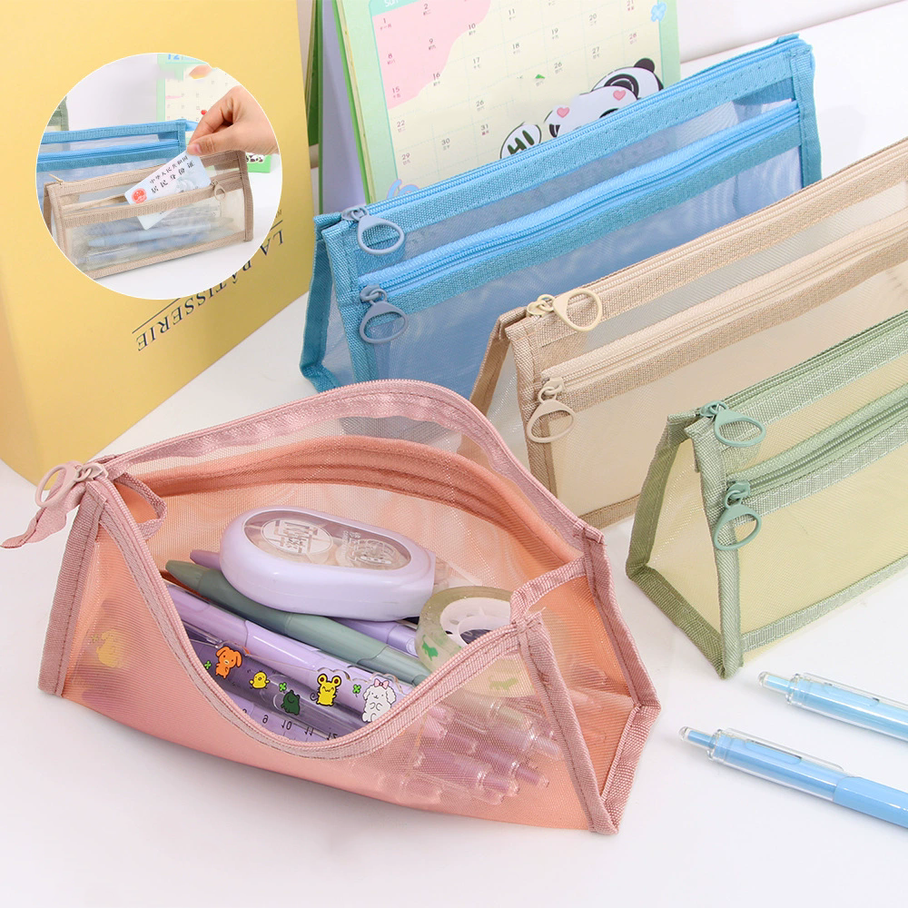 Estuche de malla con doble cierre