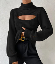 Pullover cuello alto con abertura