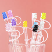 Set de 10 protectores de pajilla de osito de colores