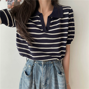 Blusa estilo polo con lineas