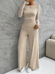 Set classy de blusa manga larga y pants flare - Dressygt