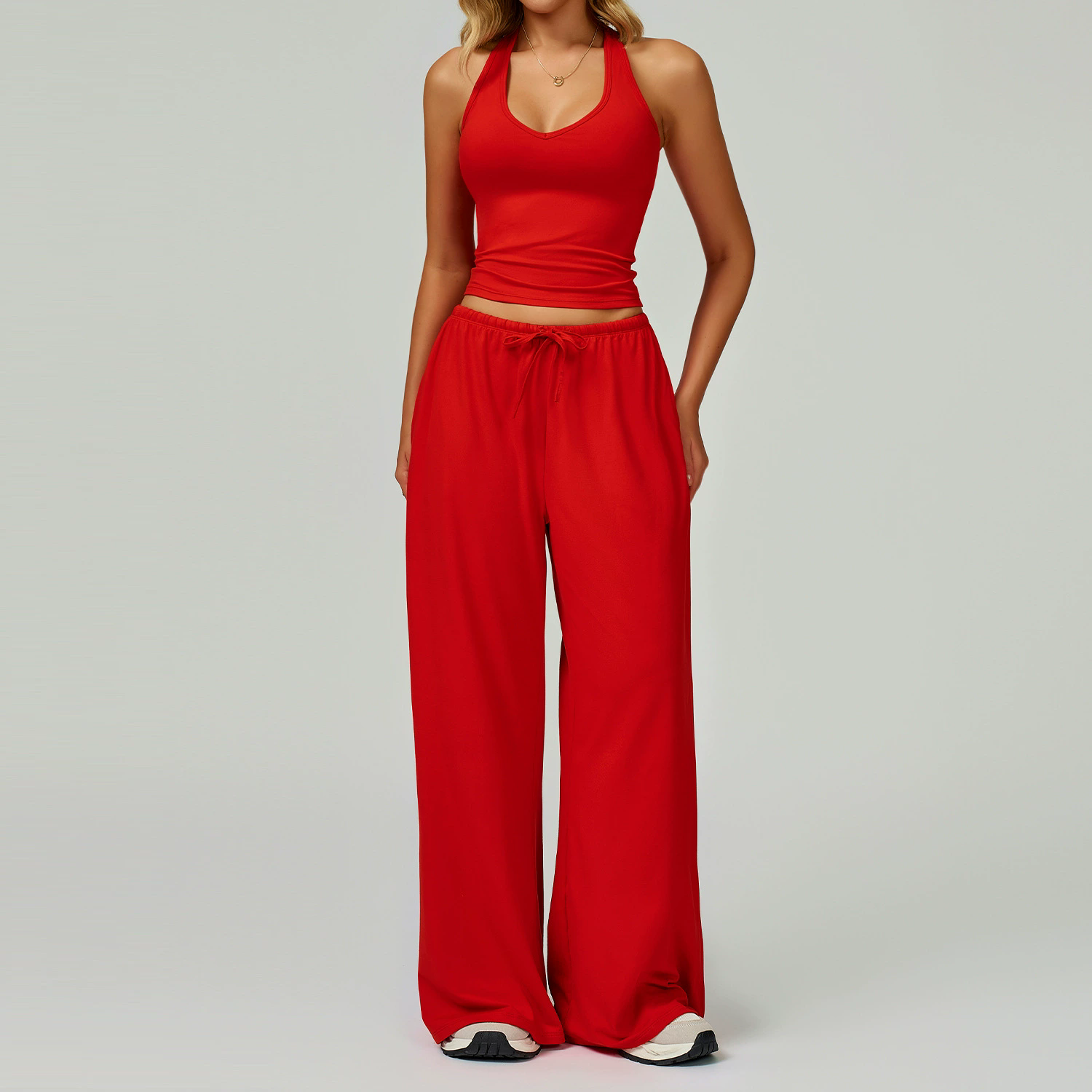 Conjunto halter casual con pantalón recto - Dressygt