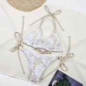 Set bikini de encaje con falda transparente - Dressygt