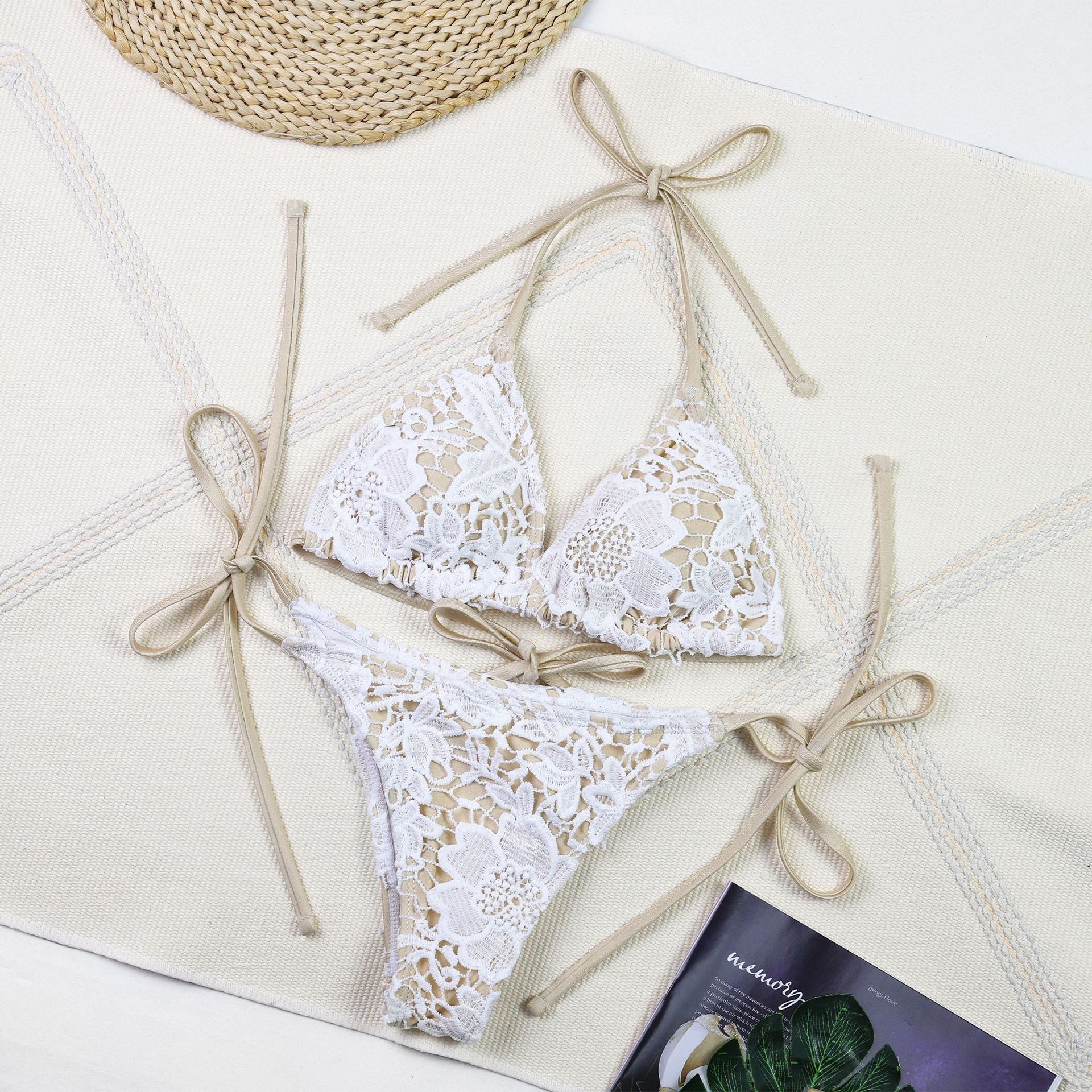 Set bikini de encaje con falda transparente - Dressygt
