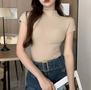 Blusa manga corta cuello alto - Dressygt