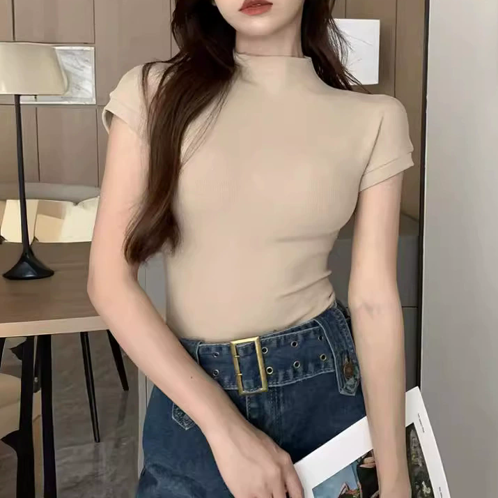 Blusa manga corta cuello alto - Dressygt