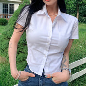 Blusa estilo crop con botones - Dressygt