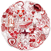 Set de 50 stickers estilo vintage rojos