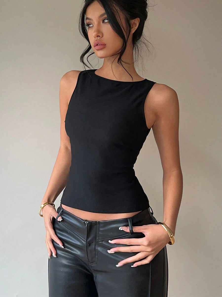 Blusa sin mangas con moño en la espalda