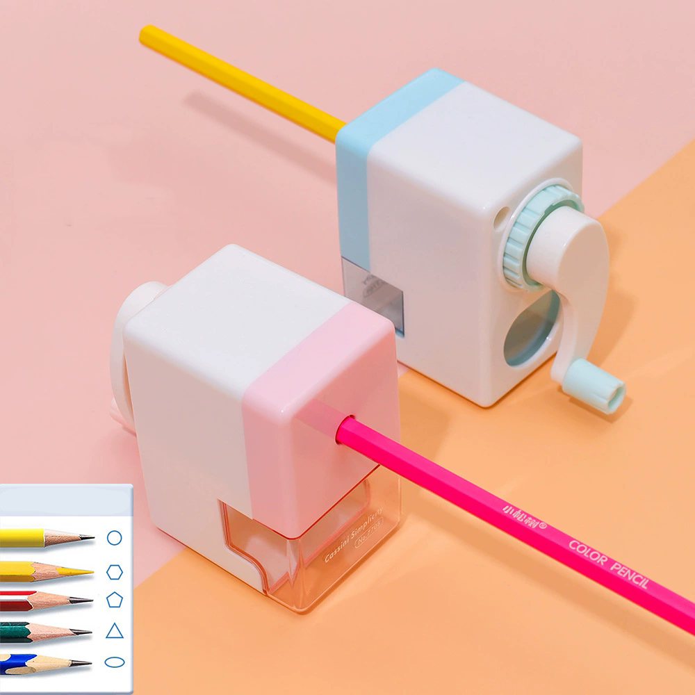 Sacapuntas de manivela con depósito