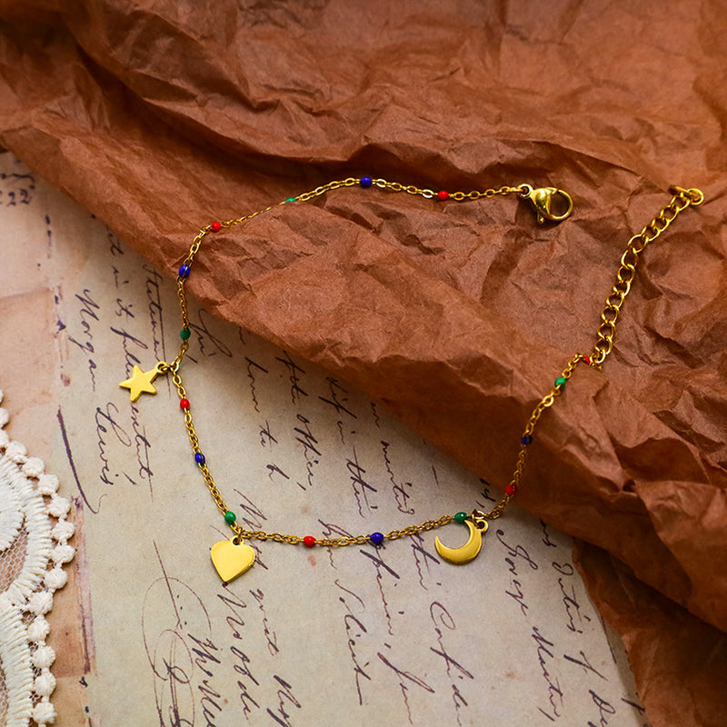 Pulsera de colores de estrella y luna