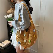 Tote bag tejido con flores