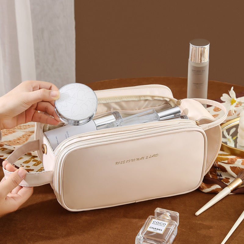 Cosmetiquera de viaje con compartimentos para maquillaje