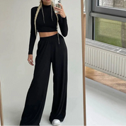 Set de pants wide leg y blusa cuello alto