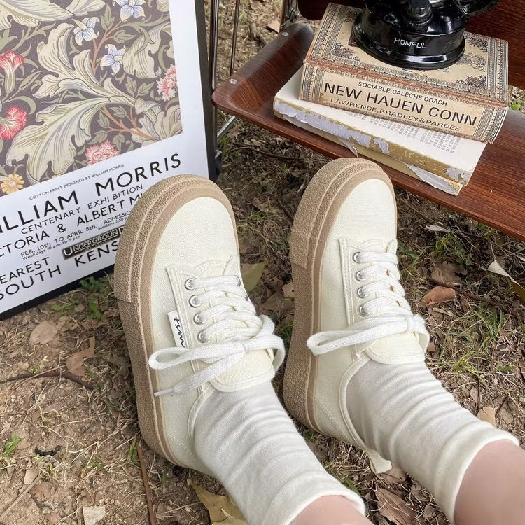 Sneakers de tela con plataforma