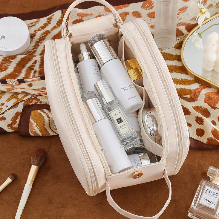 Cosmetiquera de viaje con compartimentos para maquillaje