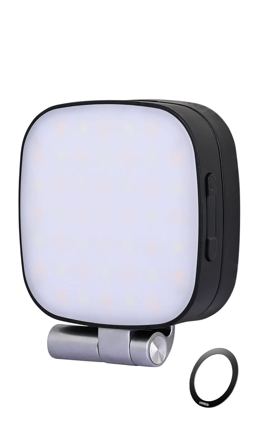 Luz selfie LED con espejo y rotación 360°