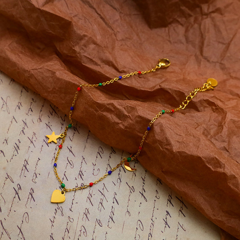 Pulsera de colores de estrella y luna