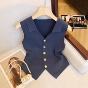 Blusa estilo chaleco con detalles dorados - Dressygt