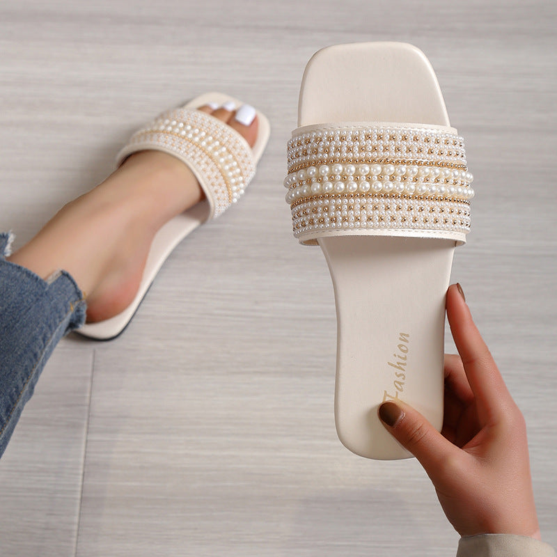 Sandalias casuales con perlas decorativas - Dressygt