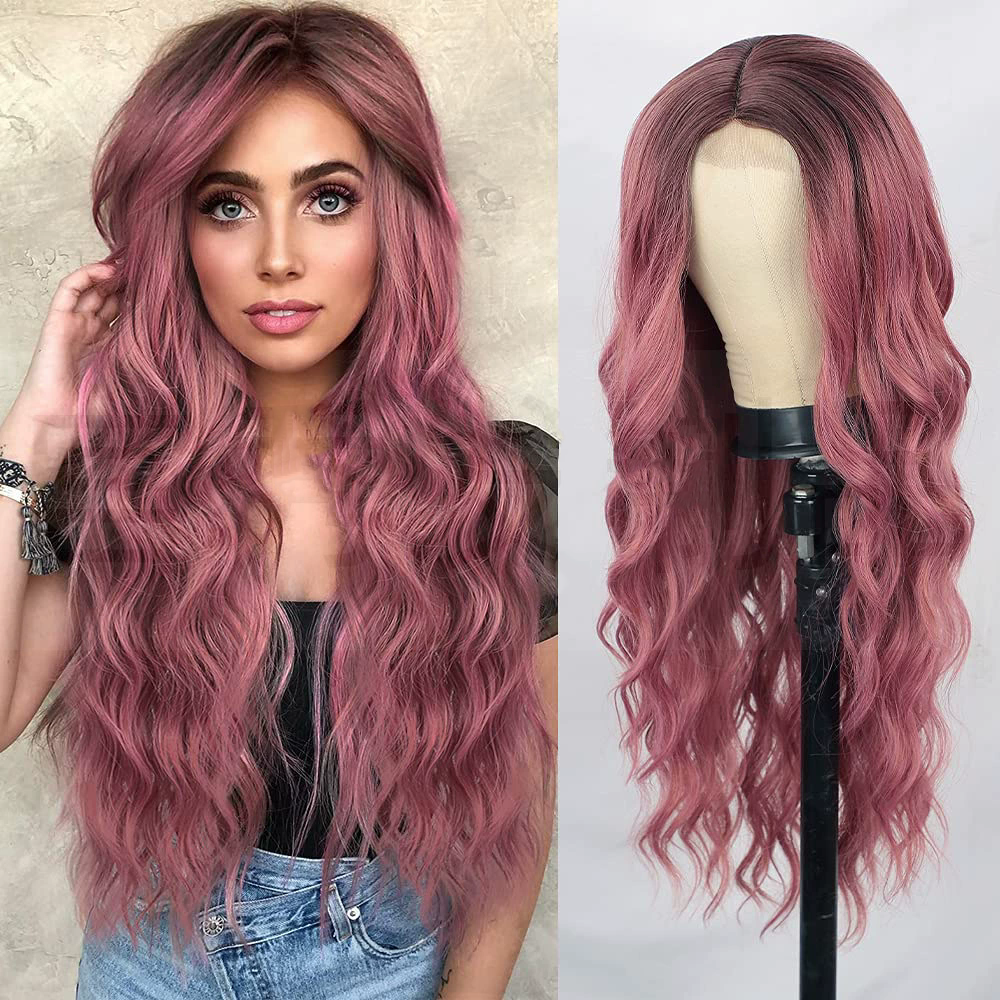 Peluca de cabello largo ondulado