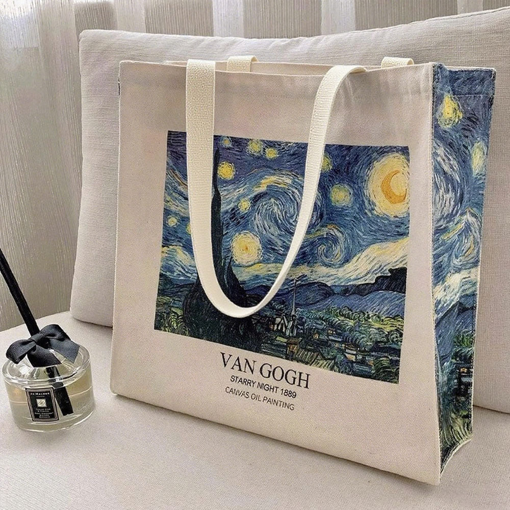 Bolso tote de lona con estampado Van Gogh