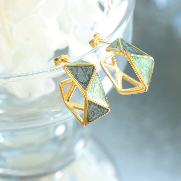 Argollas dorado con verde