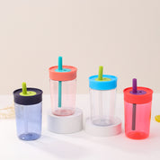 Mini tumbler de plástico con pajilla