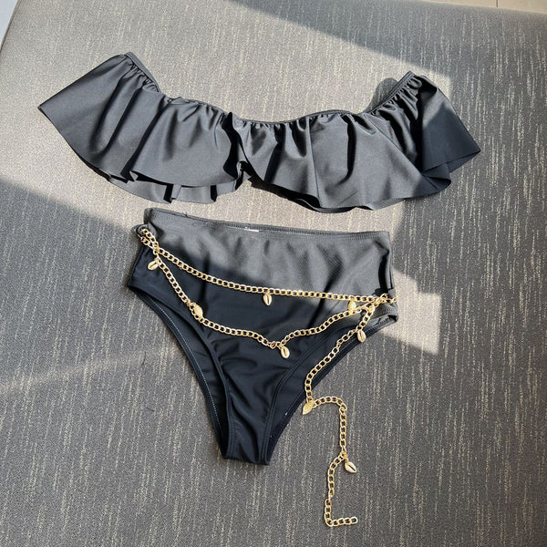 Traje de baño de hombros caídos