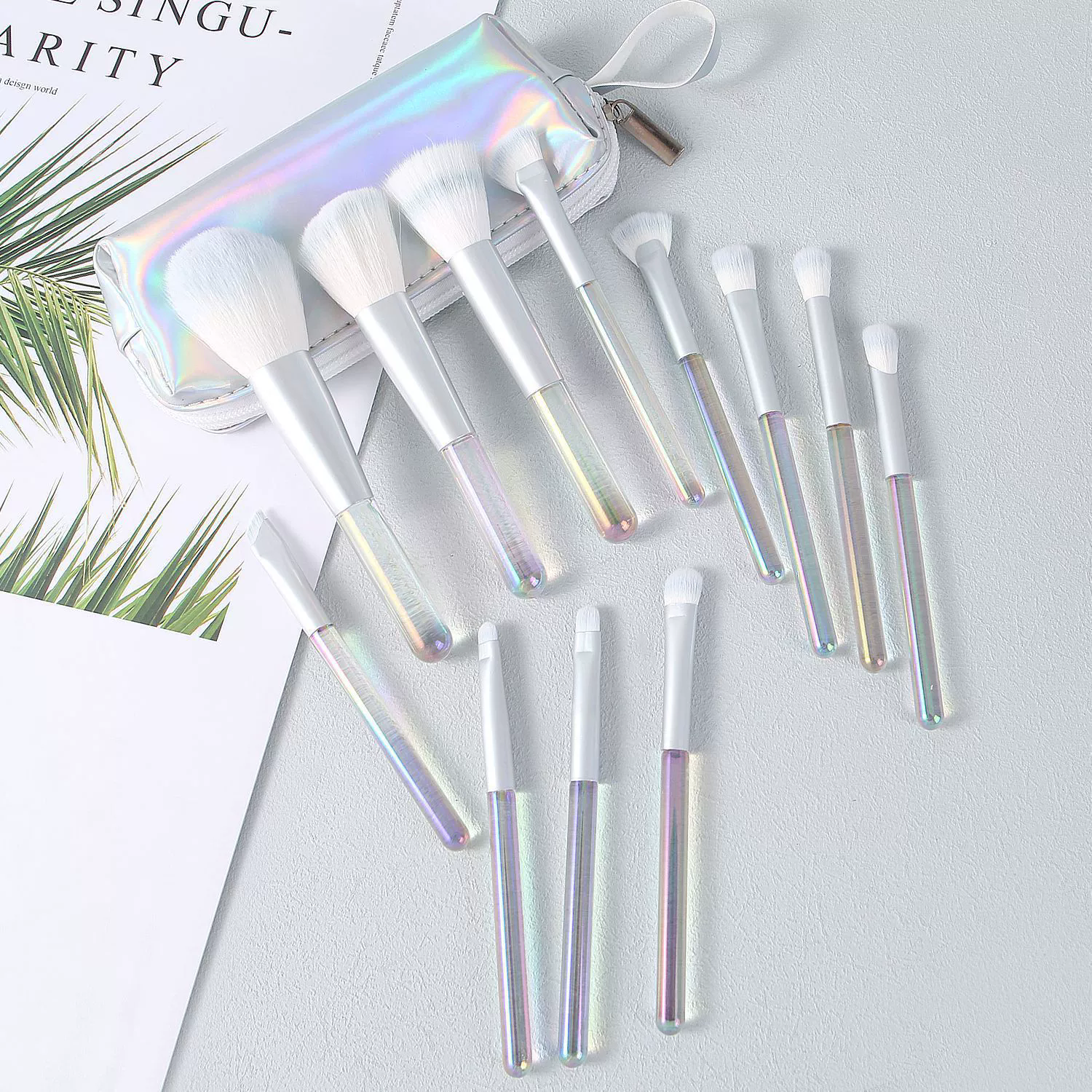Set de brochas de maquillaje con estuche tornasol - Dressygt