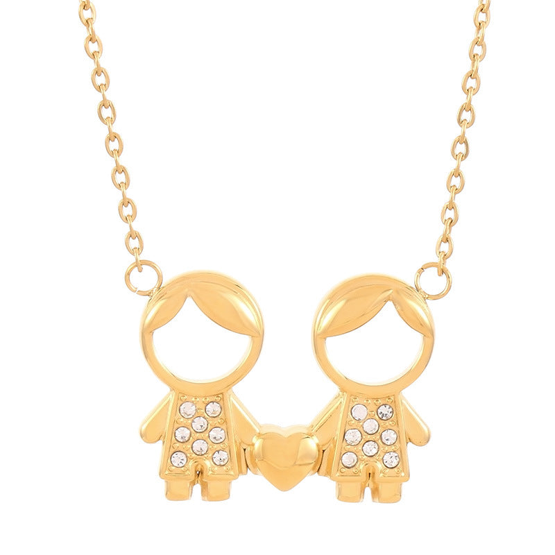 Collar con dije de niños dorado