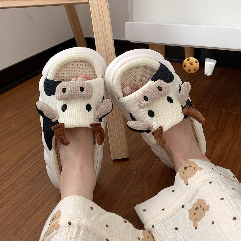 Pantuflas de vaca kawaii