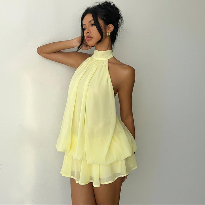 Vestido corto con doble vuelo - Dressygt