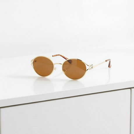 Lentes de sol ovalados con detalles dorados - Dressygt