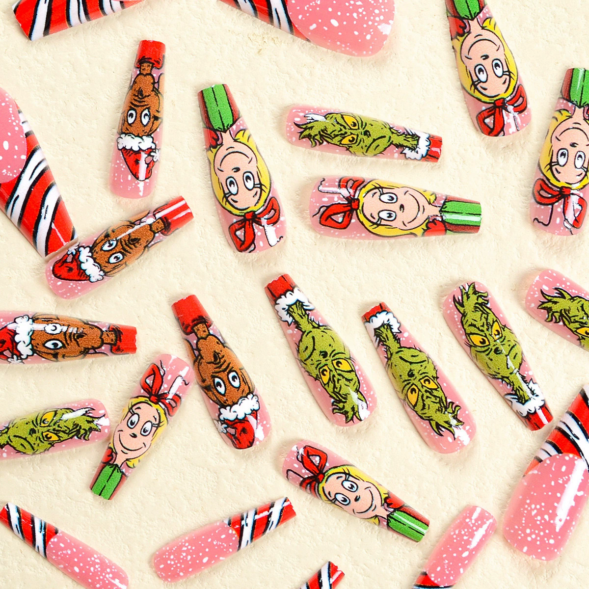 Uñas postizas navideñas Grinch - Dressygt
