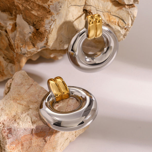 Aretes chunky dorado y plateado